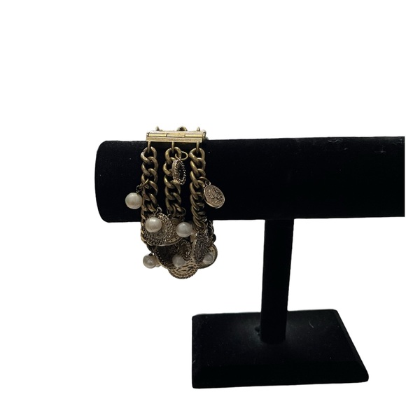 VINTAGE COIN AND PEARL BRACELET - Picture 4 of 9